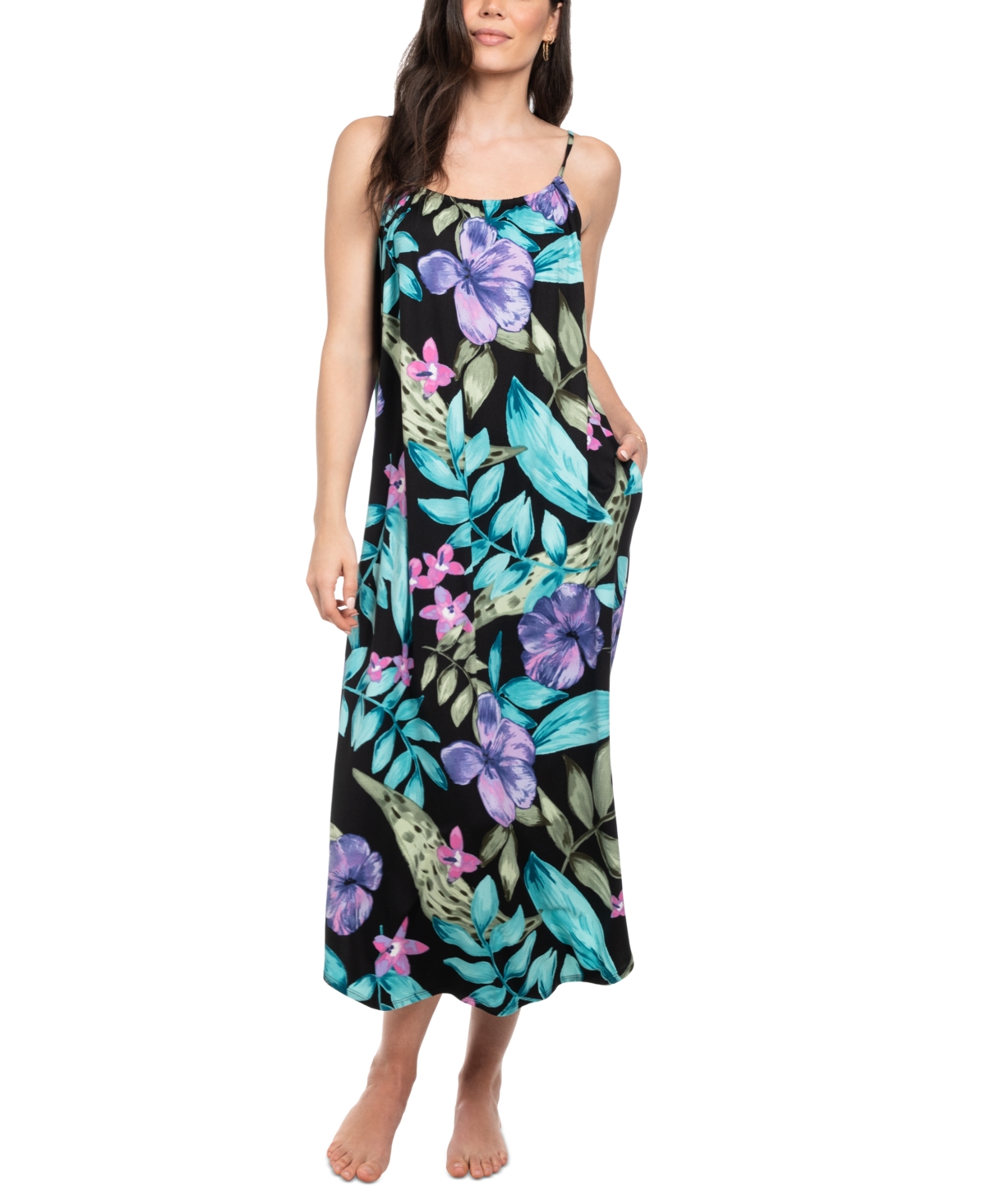 Women's Rachidah Floral Maxi Nightgown - Black