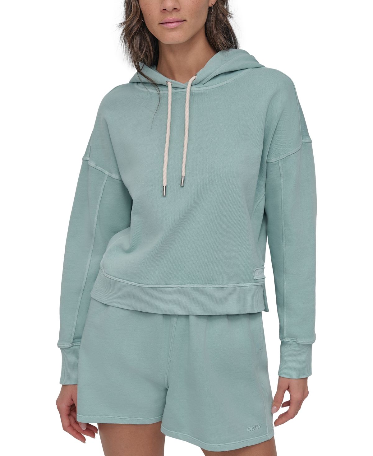 DKNY SPORT WOMEN'S COTTON EMBROIDERED LOGO PULLOVER HOODIE 