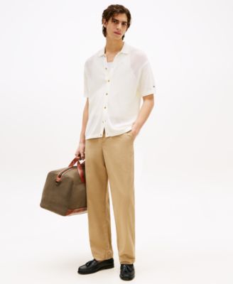 Men's Short-Sleeve Open-Knit Polo Shirt