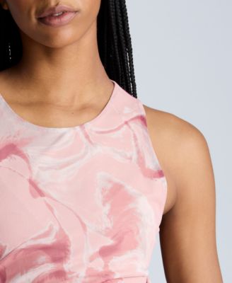 Women's Printed Ruched Asymmetrical-Hem Tank Dress