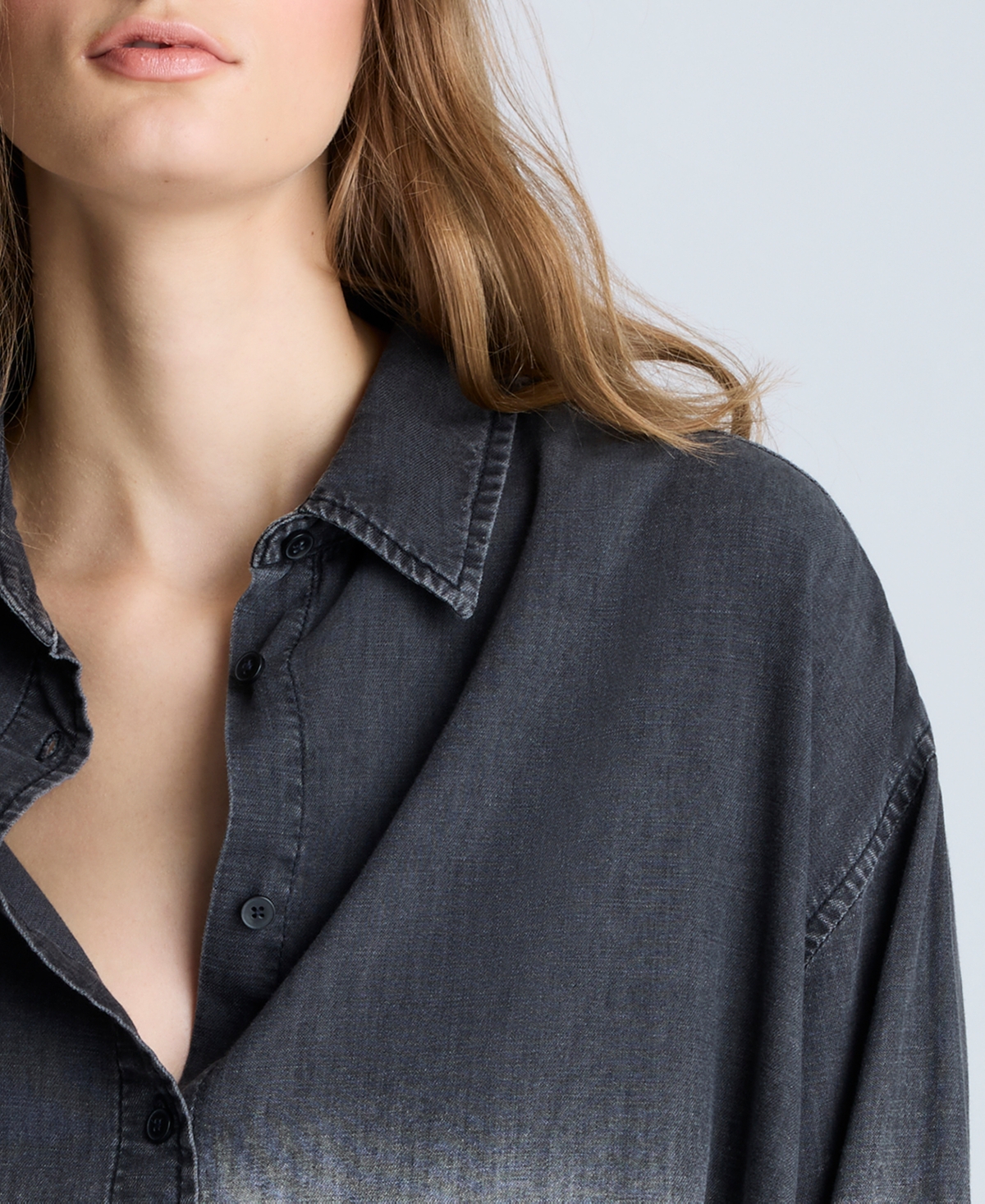 KENNETH COLE WOMEN'S CHAMBRAY OMBRE TUNIC SHIRT 