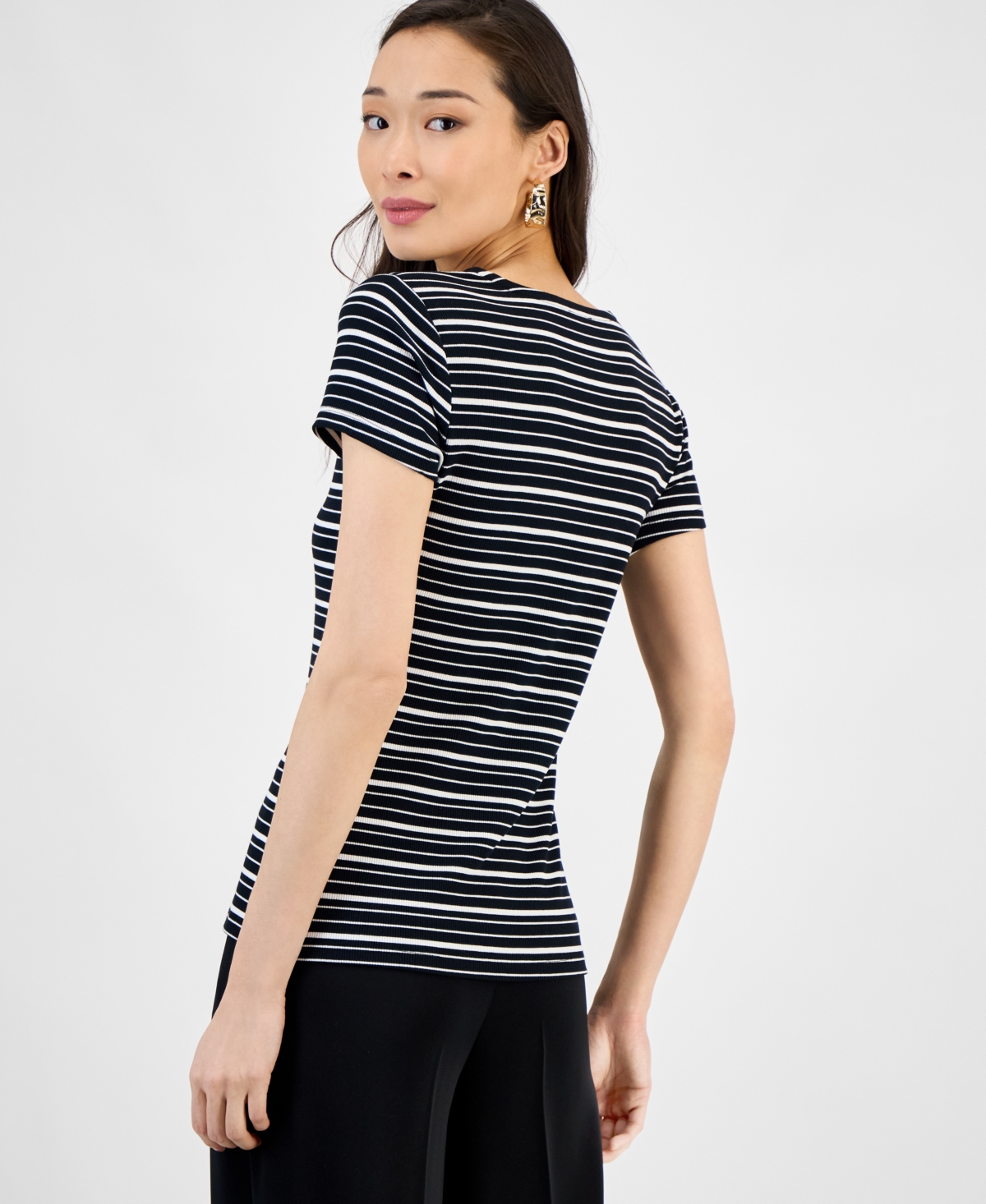 Inc International Concepts Women's Ribbed Scoop-neck Top, Exclusively At Macy's