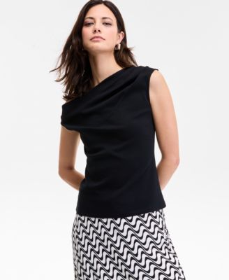 I.N.C. International Concepts - Women's Cotton Extended-Shoulder Cowlneck Top