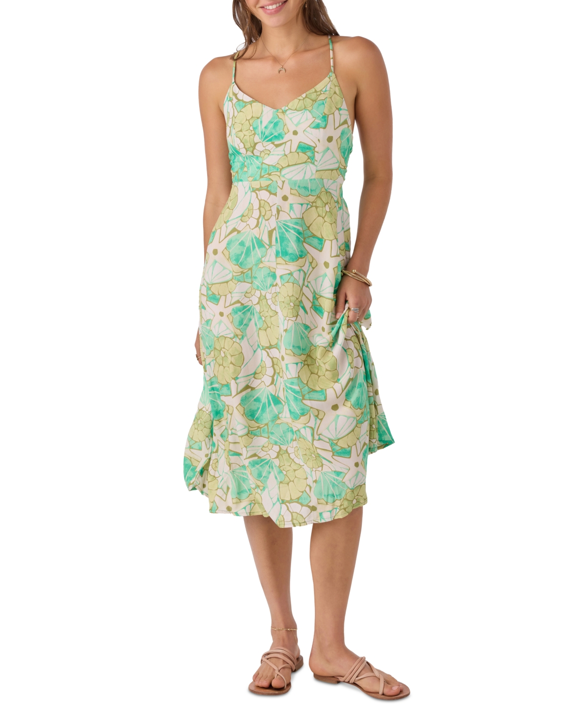 Juniors' Leona Tie-Back Sleeveless Midi Dress - Peacock Green