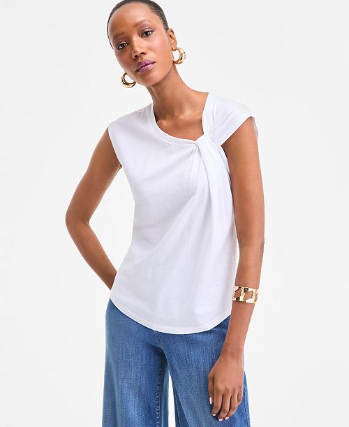 alfani I.N.C. International Concepts Women's Twist-Front Cotton Tank Top Exclusively at Macy's Women's Fashion Shoes & Accessories