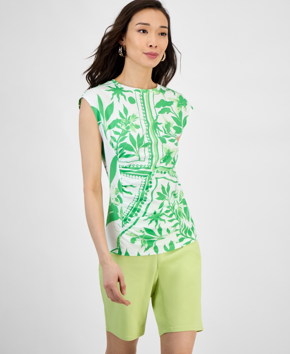 Inc International Concepts Women's Side-cinched Cotton Tank Top, Exclusively At Macy's