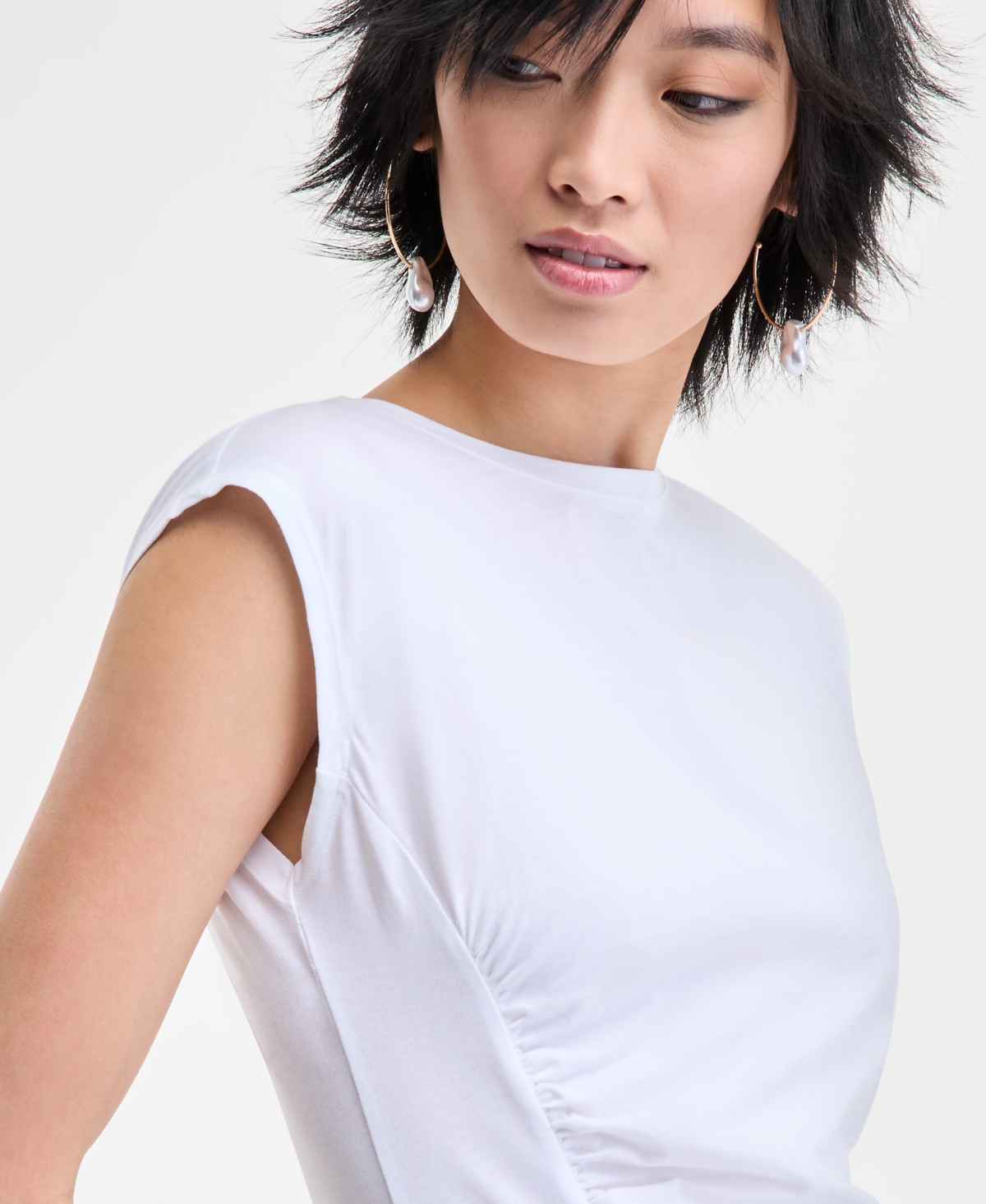 Inc International Concepts Women's Side-cinched Cotton Tank Top, Exclusively At Macy's In White