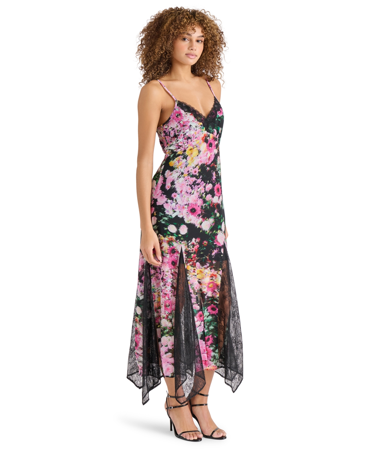 Steve Madden Women's Delia Printed Lace-trim Maxi Dress In Black Multi