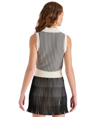 Women's Amery Striped Collared Sleeveless Sweater