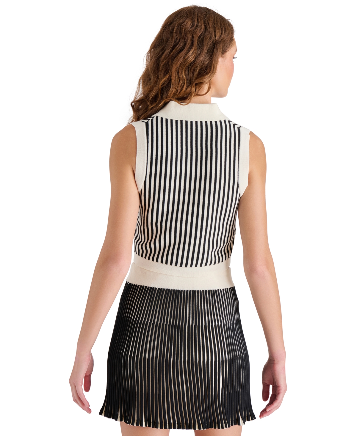Steve Madden Amery Crop Polo Sweater Tank In Black