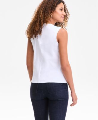 Women's Embellished-Neckline Cotton Tank Top, Exclusively at Macy's