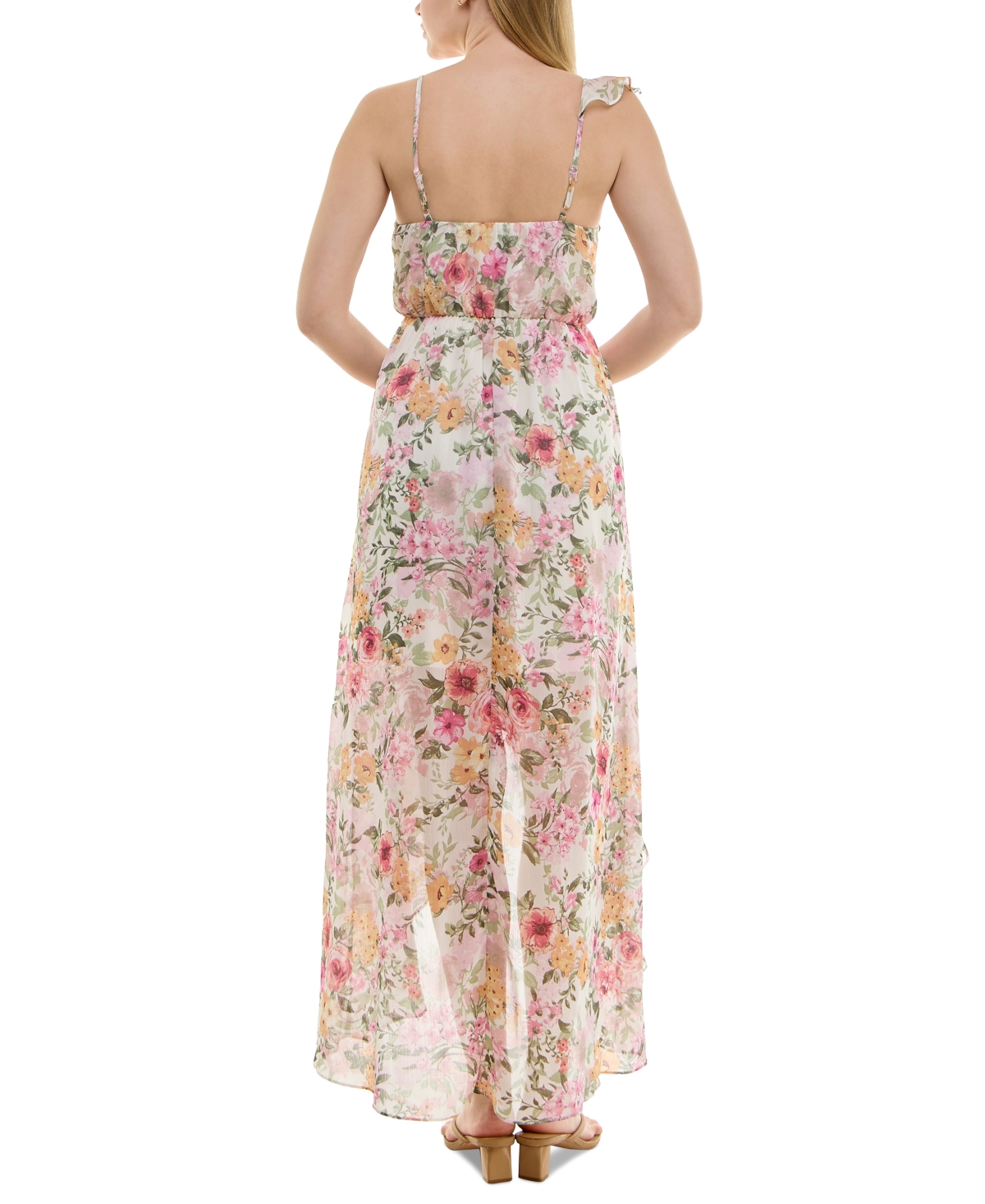 Bcx Juniors' Ruffle-trim High-low Wrap Dress In Multi