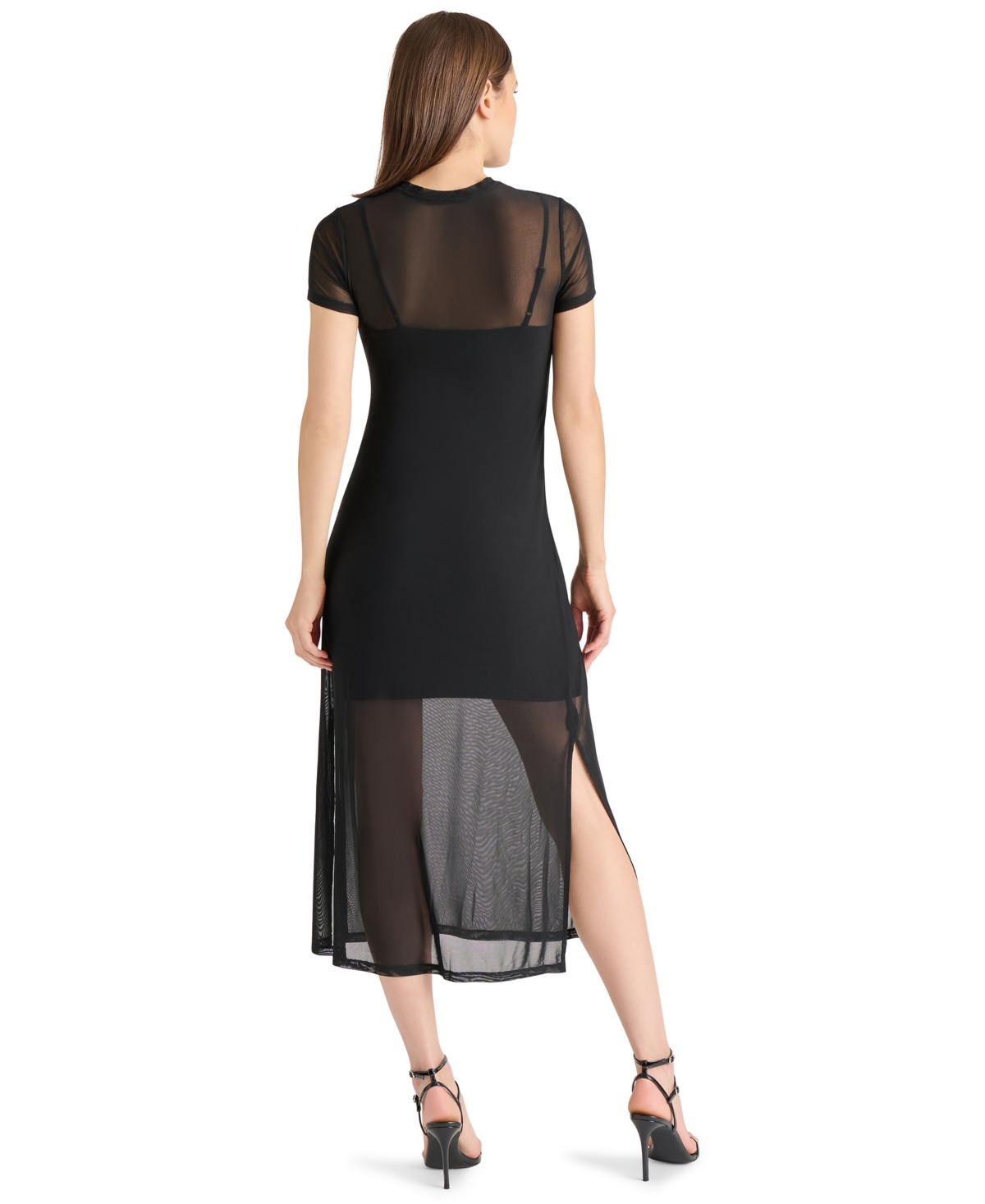 Steve Madden Women's Nola Mesh Midi Dress In Black