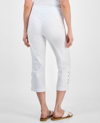 Women's Side Lace-Up Pull-On Capri Pants, Created for Macy's