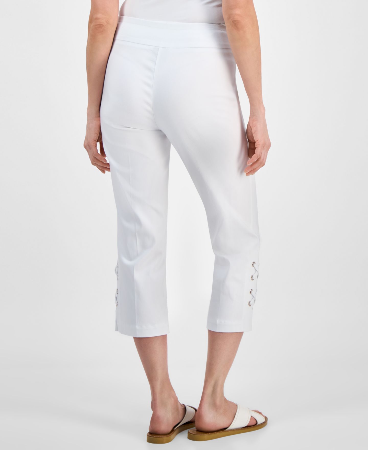 Женские брюки JM Collection Side Lace-Up Pull-On Capri, цвет: Яркий белый — фото 4