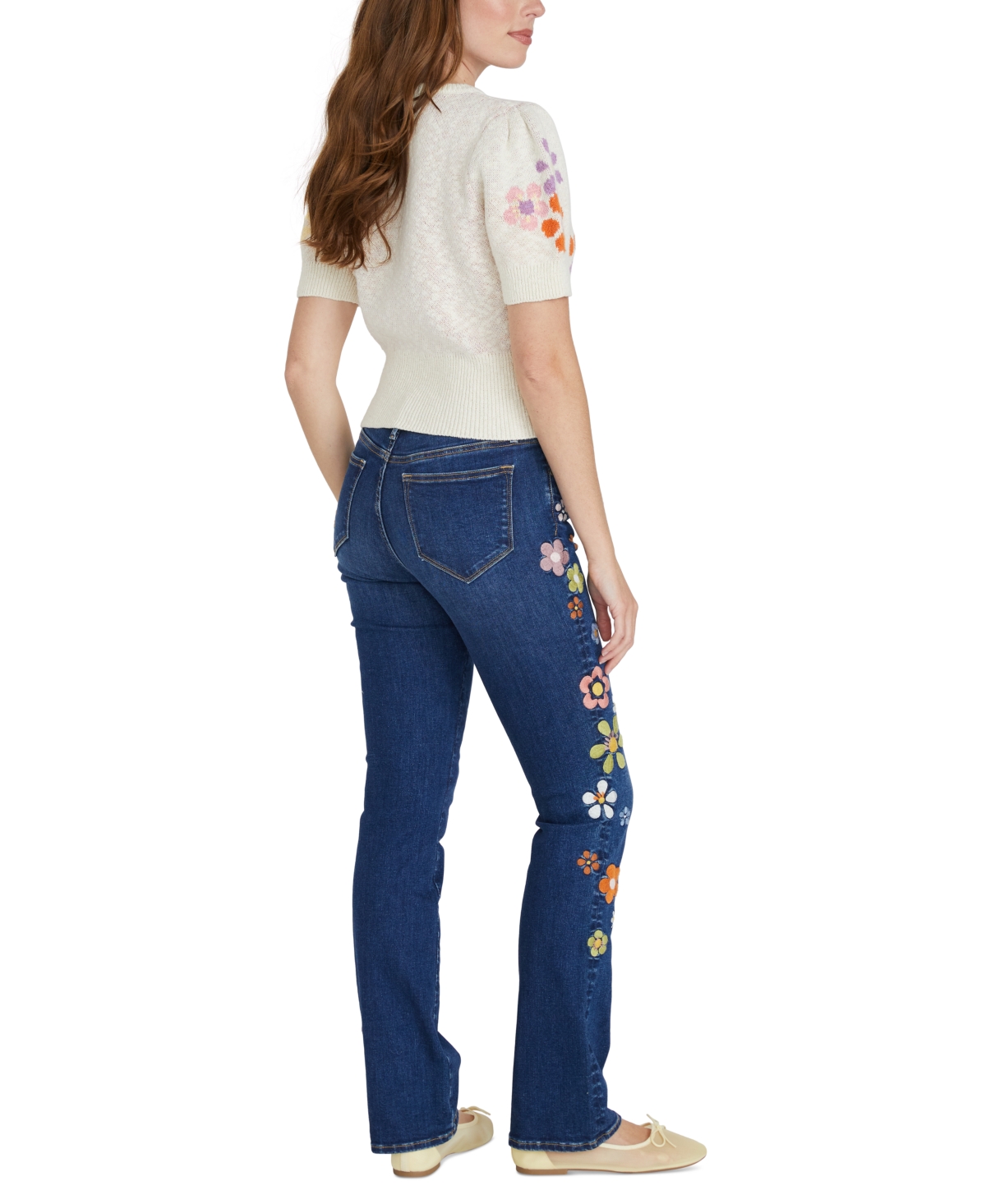 Driftwood Women's Floral Intarsia Cotton Crewneck Sweater In Dark Wash
