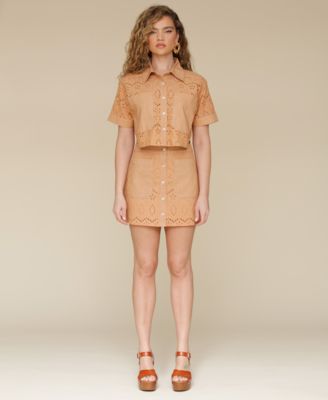 Avec Les Filles Women's Boxy Eyelet Shirt - Macy's