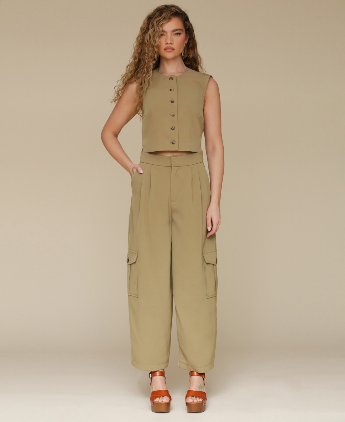 Avec Les Filles Barre Trouser In Olive