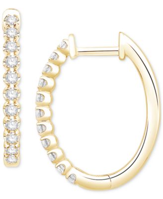 Diamond Small Hoop Earrings (1/3 ct. t.w.) in 10k White Gold or 10k Yellow Gold