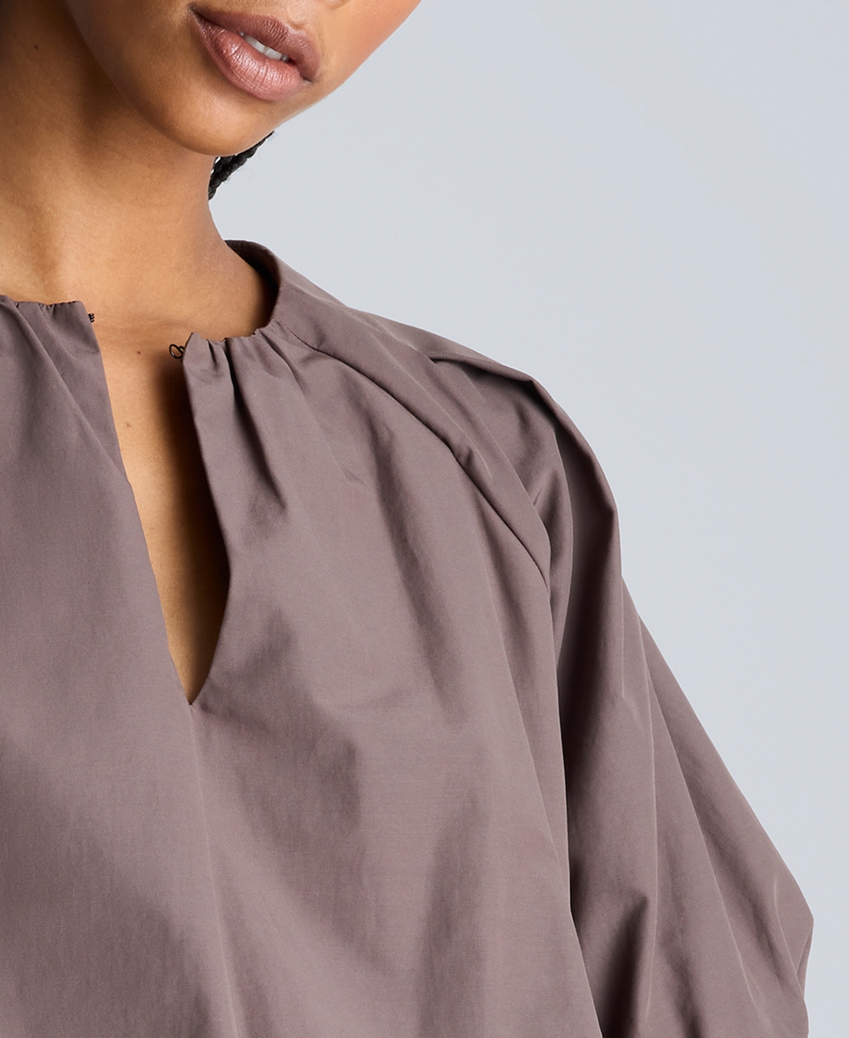 Kenneth Cole Elastic Hem Crop Top In Mocha Brown