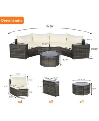 Streamdale 7-Pc Half-Moon Patio Set, Sectional Sofa & Glass Coffee Table