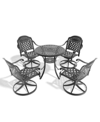 Streamdale 5-Pc Cast Aluminum Dining Set, 4 Swivel Chairs & 31" Round Table
