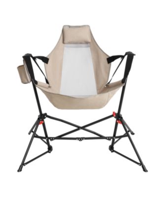 Streamdale 2x Folding Hammock Rocking Chairs, Portable, Adjustable, with Bag - Khaki