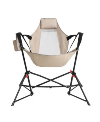 Streamdale 2x Folding Hammock Rocking Chairs, Portable, Adjustable, with Bag - Khaki