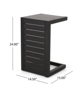 Modern Matte Aluminum C-Shaped Outdoor Side Table