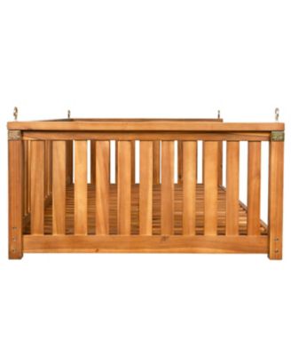 Streamdale Minimalist Twin Teak Garden Swing Bed, Safe Sloped Design