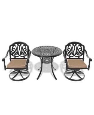 Streamdale 3pc Cast Aluminum Dining Set, 2 Swivel Chairs & 30" Table