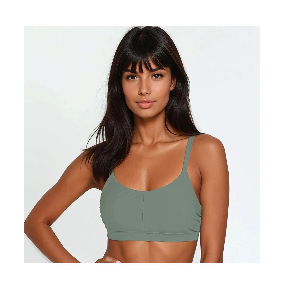 Women's Adjustable Strap Clasp Swim Bra - Sage green