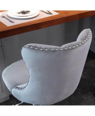 Set of 2 Adjustable Swivel Velvet Barstools with Tufted Back and Chrome Base for Kitchen Island, Home Bar & Pub