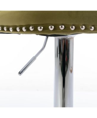 Set of 2 Adjustable Swivel Velvet Upholstered Bar Stools, Tufted, Chrome Base for Kitchen Island, Home Bar-The Pop Home
