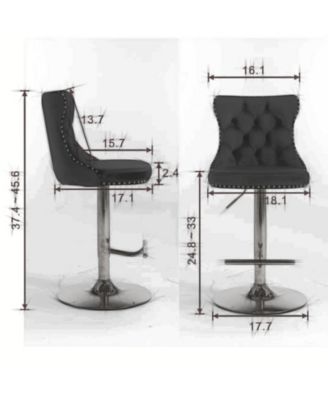 Set of 2 Adjustable Swivel Velvet Barstools with Tufted Back and Chrome Base for Kitchen Island, Home Bar & Pub
