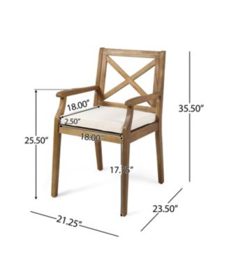 Streamdale White Cushion Patio Dining Chairs - Solid Wood, Water-Resistant