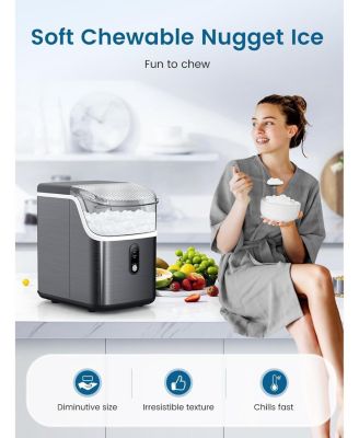 35lbs/Day,One-Click Operation,Self-Cleaning Countertop Nugget Ice Makers Ice Maker Machine