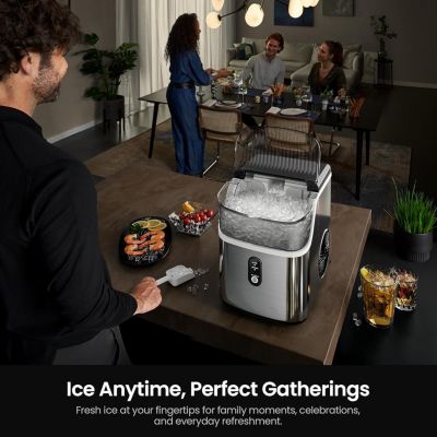 35lbs/Day,One-Click Operation,Self-Cleaning Countertop Nugget Ice Makers Ice Maker Machine