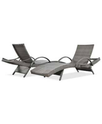 Streamdale 80" Wicker Chaise Lounge Set (2), Reclining, side table, adjustable, Grey
