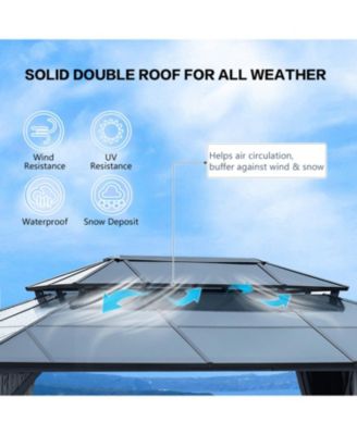 Streamdale 12'x16' Aluminum Gazebo, Polycarbonate Roof, Netting & Curtains