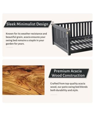 Streamdale Minimalist Twin Swing Bed, Backyard/Porch, Sloped Design, Black