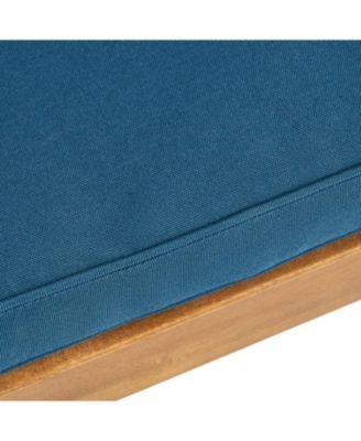 Streamdale Blue Cushion Patio Chairs - Wood Arm Dining Set (Set of 2)