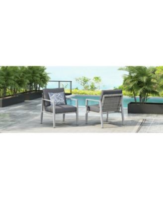 Streamdale Silver aluminum lounge chairs (set of 2) with rope accents and cushions