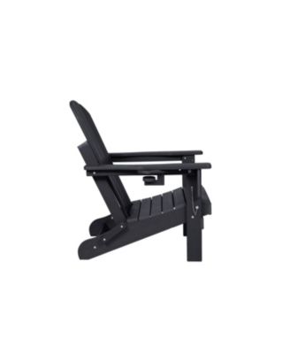 Streamdale Black HDPE Folding Adirondack Chair w/ Cup Holders