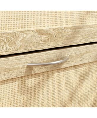 Wooden 3-door yellow shoe cabinet, multifunctional shoe rack with adjustable shelves, rattan drawers