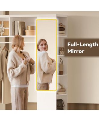 Closet Racks on Wheels with Mirror and 10 Shelves, Movable