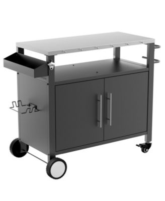 Streamdale Outdoor Grill Cart, Storage, Hooks, Spice Rack - Black