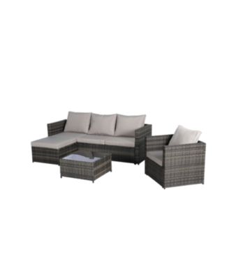 Streamdale 3-Piece Patio Set, Woven L-Shaped Sectional, Sofa, Lounger & Coffee Table