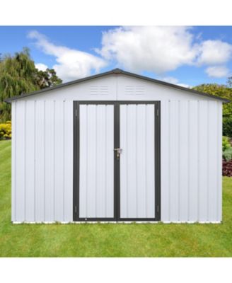 Metal Garden sheds 10ftx12ft outdoor storage sheds white+Grey