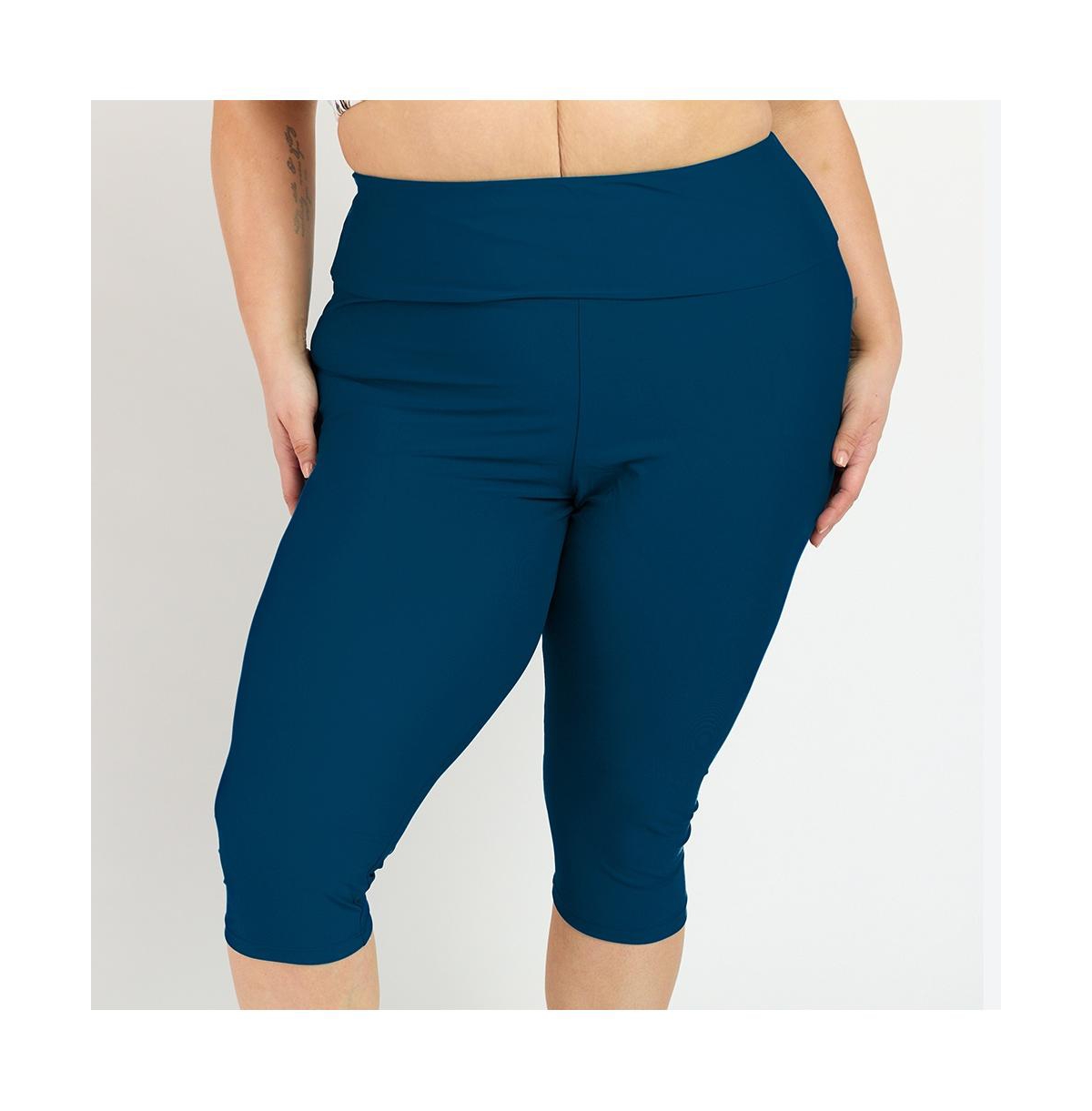 Plus Size Capri Swim Leggings - Wine